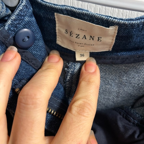 Sezane Rome Blue Jean Shorts with Belt - Picture 10 of 13